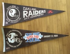 2 Vintage Los Angeles Raiders 1983 AFC Champions Pennant Flag