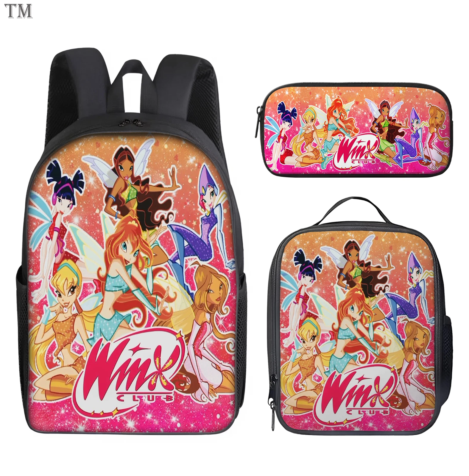 Backpack Lunch Bag Pencil Case Set Cute Sparkly Fairy Princess