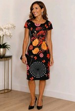 Frank Lyman UK 10 Multi Print Stretch Shift Dress Smart Occasion Party Cruise