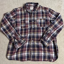 Levis Mens Plaid Flannel Style Button Up Shirt Woven Cotton Medium Red Blue