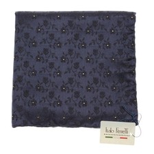 Italo Ferretti NWT Single Face Pocket Square in Navy w/ 24 KT Gold Wool/Silk