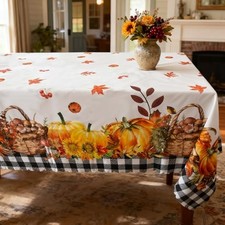 Musawarm Thanksgiving Tablecloth, Fall 84" x 60" Rectangular Thanksgiving-1