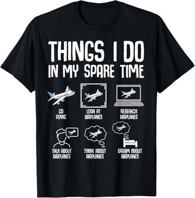 Airplane Things I Do in My Spare Time Plane Pilot Kids Men T-Shirt