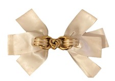 Kirks Folly Romance Bow Hair Barrette Cream Ivory Gold France
