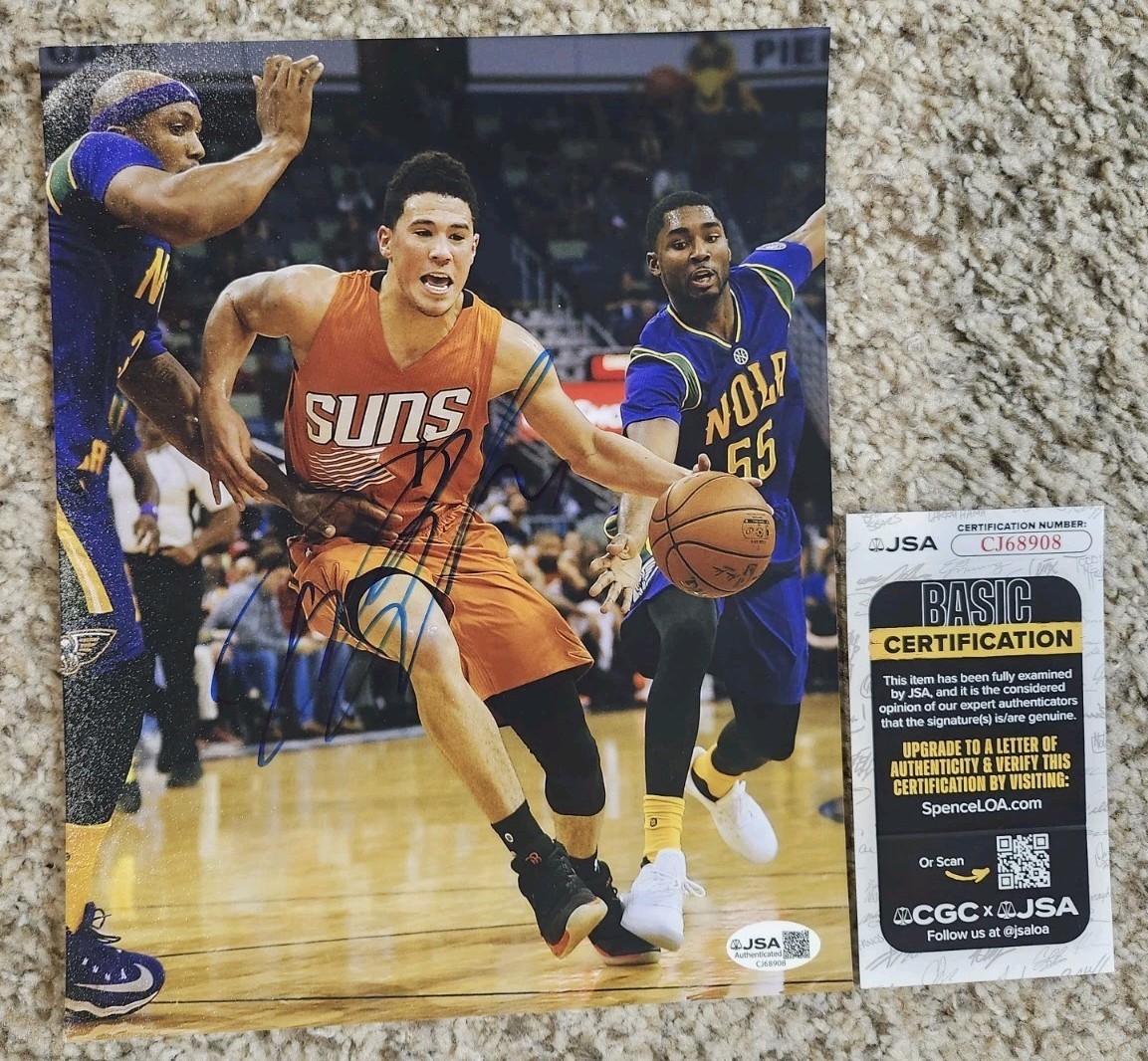 Devin Booker Autographed Signed Phoenix Suns 8x10 Photo SUNS JSA COA 