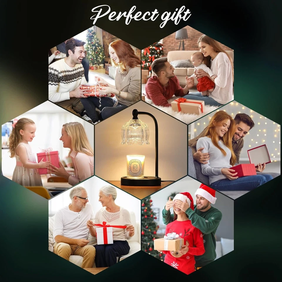 Lámpara Calentador de Velas Negra con Temporizador y Atenuador, Flor de Cera Sin Llama  Foto 4 de 4