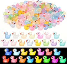 225 Pcs Mini Resin Ducks Bulk,Glow in the Dark Tiny Duck Figurines for Miniature