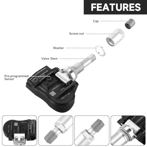 315MHz Tire Pressure Monitoring System Sensors Set of 4 for Mazda CX-9 2007-2012 — 第 4/4 张图片