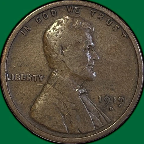 1919-D Lincoln Wheat Cent Very Fine VF Coin #36122