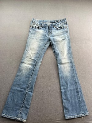 Miss Me Jeans Womens 31 Bootcut Blue Contrast Stitch Distressed JS5014B32