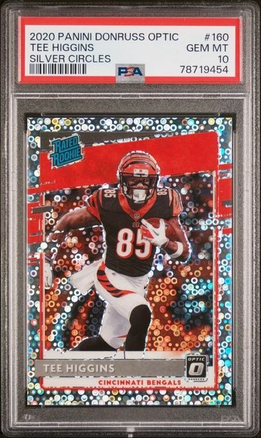 2020 Donruss Optic Tee Higgins Silver Circles Rookie 59/125 PSA 10 Bengals #160
