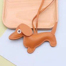 Fashion Dachshund Dog Keychain PU Leather Cute Puppy Bag Charm Keyring for Women