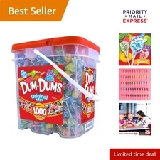 Dum-Dum Pops 1000 Count - Festive Assorted Lollipops with Mystery Flavor Delight