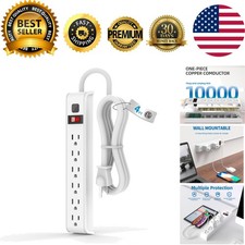 4ft Surge Protection Power Strip with 6 Outlets  Overload Safety - 600 Joules