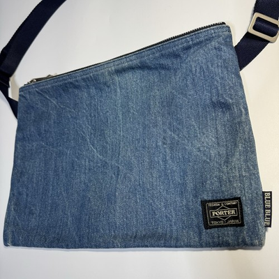 #ad PORTER × BLUE BLUE Denim Shoulder Bag Blue Japanese Collaboration $99.99