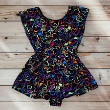 Small 6 7 Jacques Moret Multicolor Swirl Hearts Leotard Bodysuit Dress Dance