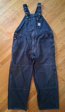 Carhartt Overalls Mens 44x39 Black Double Knee Duck Canvas Unlined Workwear A17