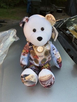 Gallery Treasures 5 Gold Coin Bear State Quarters Plush 2000 MD NH SC VA MA New