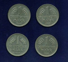 GERMANY 1 MARK COINS: 1950-D, 1950-F, 1950-G, 1950-J, GROUP LOT OF (4)