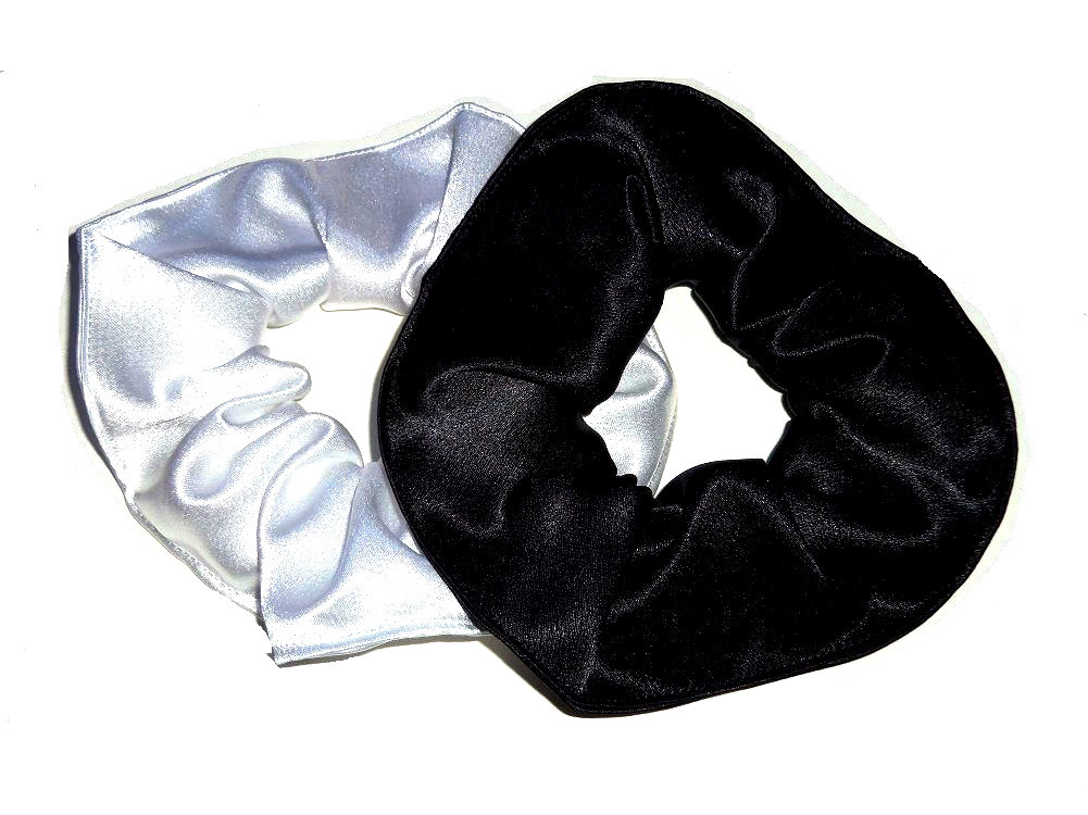 6 Pezzi Di Scrunchie Per Capelli In Seta/raso, Colori Nero, Bianco - Foto 14