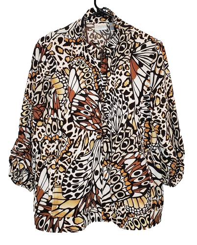 Zenergy by Chicos Jacke Größe 2 Large Schmetterling braun Reißverschluss - Bild 1 von 4