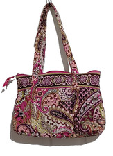Vera Bradley Tote Bag Made in USA In Very Berry Paisley 13" x 9" x 4"