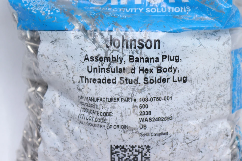 (500-Pk) Cinch Uninsulated Hex Body Threaded Banana Plug Connector Nickel Silver - Image 3 of 4
