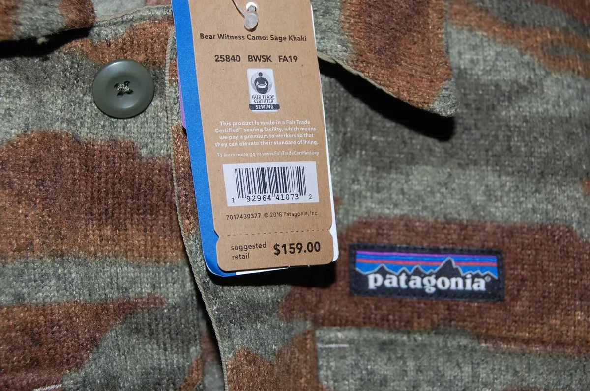 patagonia men s better sweater shirt fleece jacket bear witness camo sage Small
