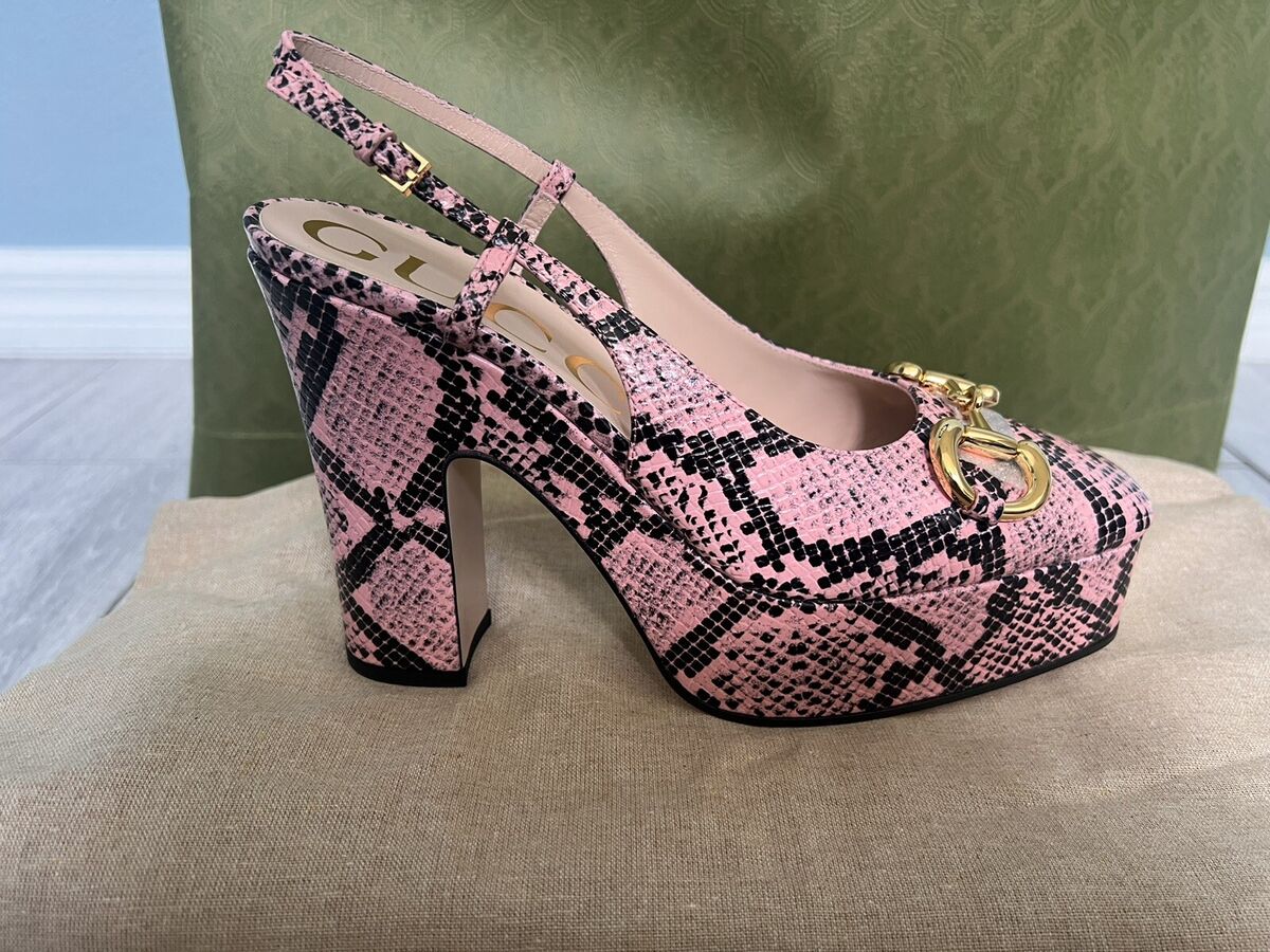 GUCCI SHOES PYTHON PRINT LEATHER w HORSEBIT PLATFORM GUCCI SHOES PYTHON PRINT LEATHER w HORSEBIT PLATFORM