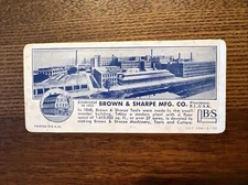 Vintage Brown & Sharpe Tools Decimal Equivalents Reference Card