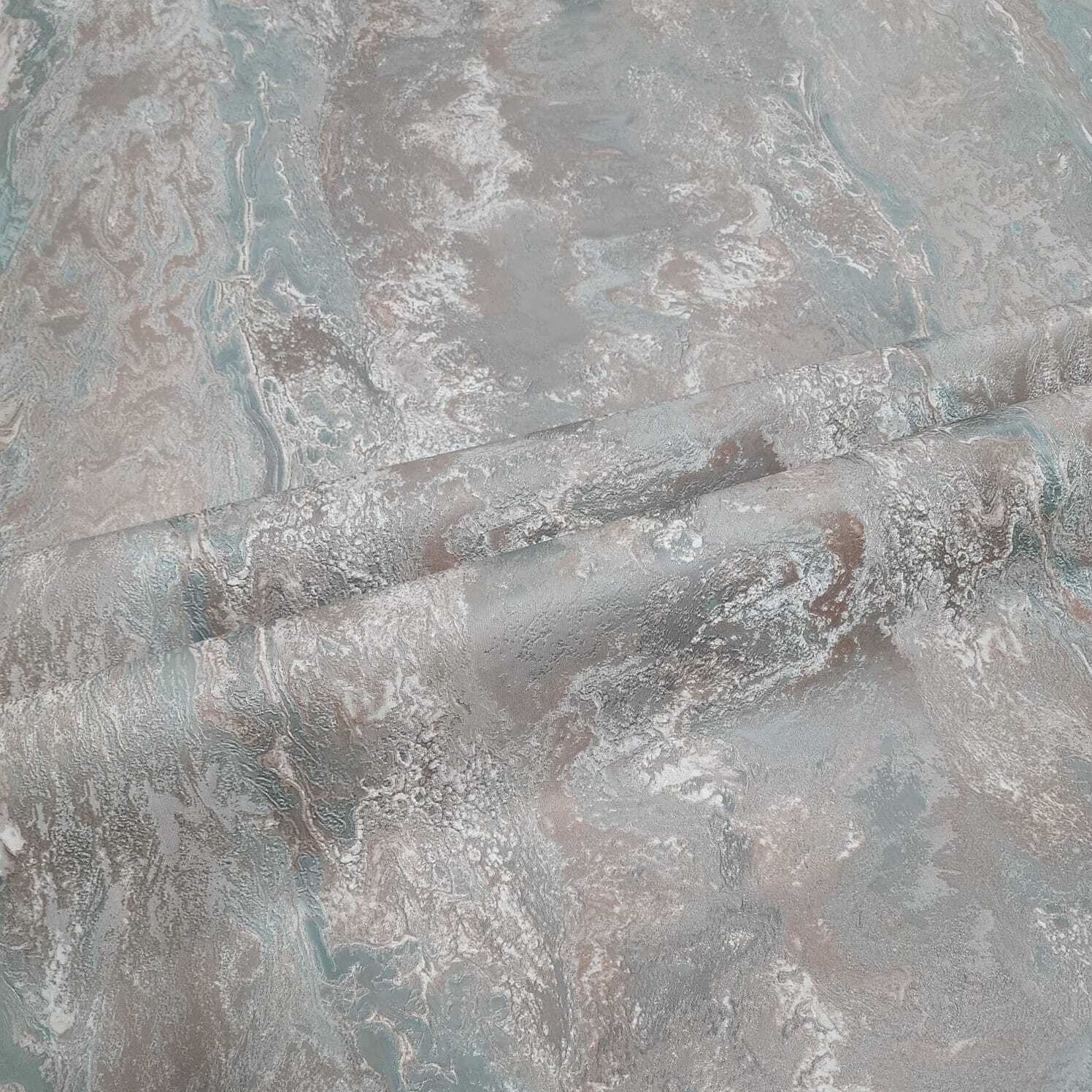 Teal Blue tan bronze metallic Striped faux onyx marble stone textured wallpaper