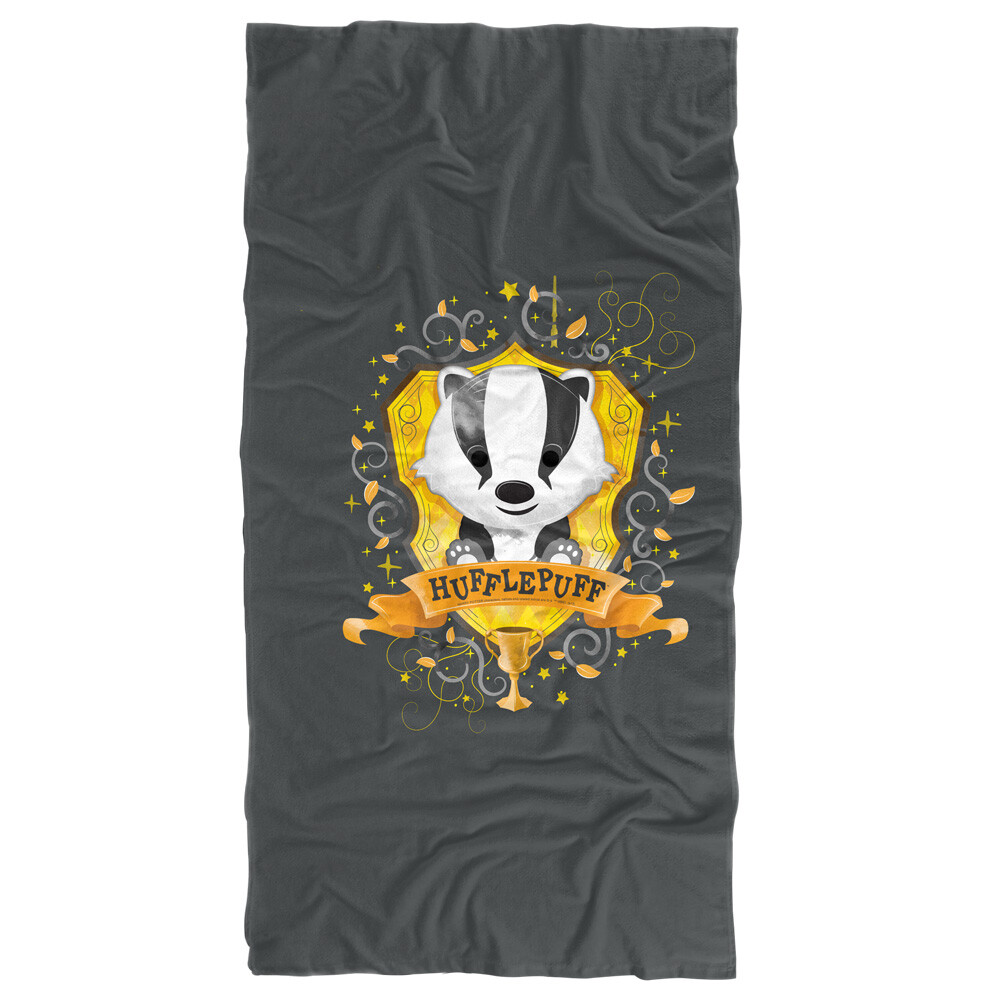 Harry Potter Hufflepuff Crest Watercolor Beach Towel 30x60 Licensed
