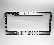 TRUMP 2024 MAGA MAKE AMERICA GREAT AGAIN Aluminum LICENSE PLATE Cover FRAME