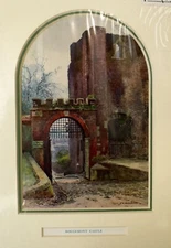 Original Matted Vintage Print E Haslehust  Devon c1914 Rougemont Castle Exeter