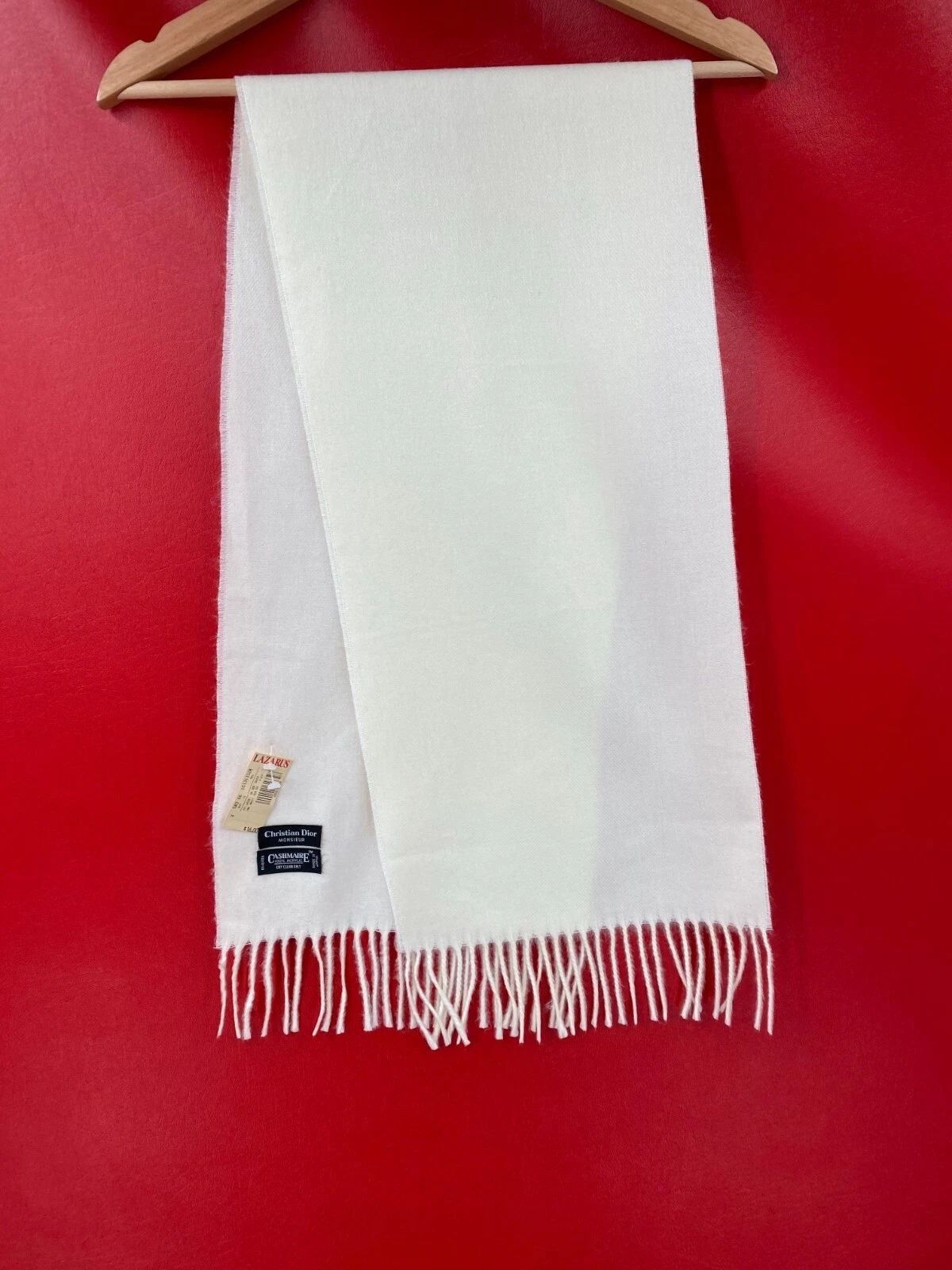 Foulard vintage Christian Dior Monsieur Cashmaire 100 % acrylique ivoire Japon neuf avec étiquettes