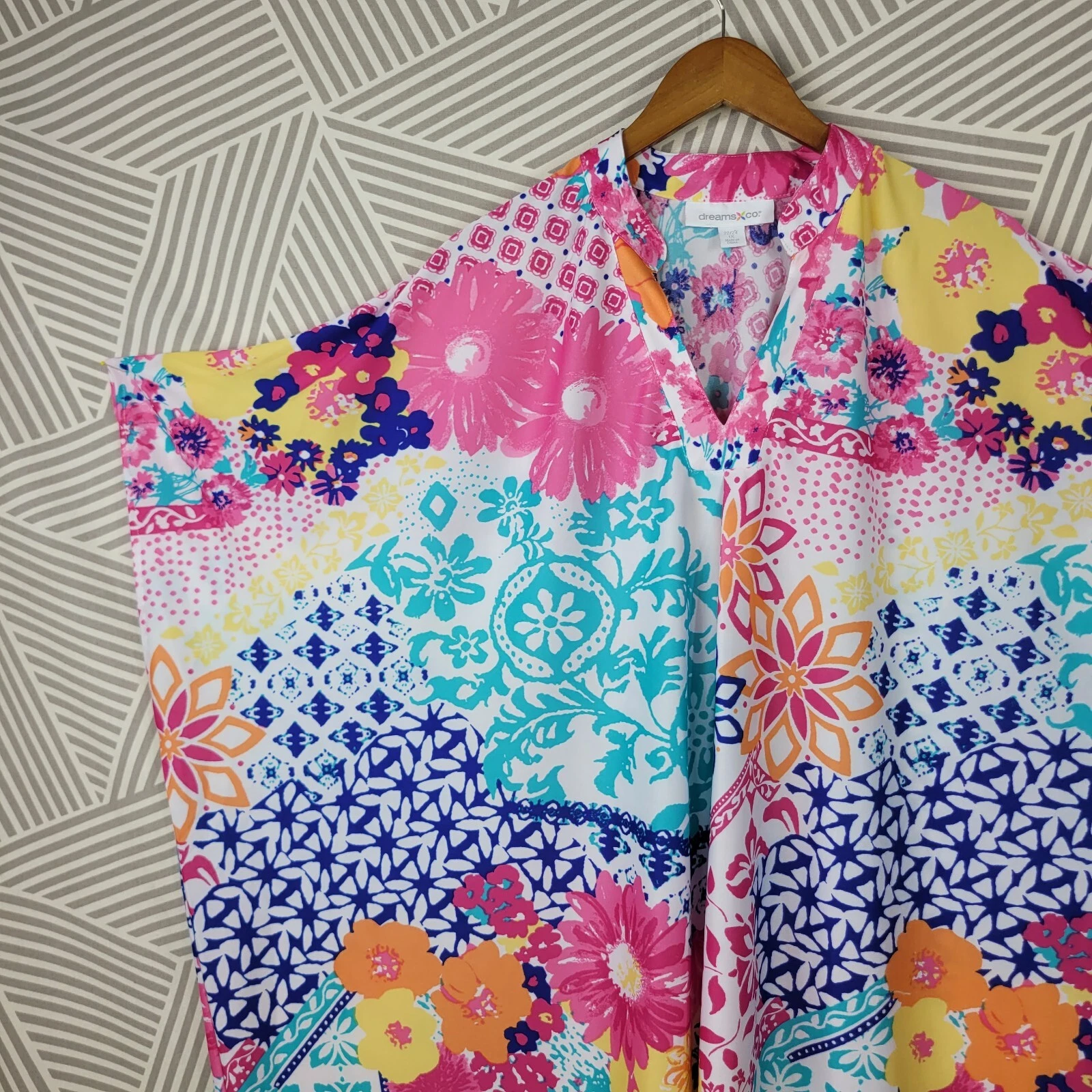 PALM ANGELS NUOVO abito floreale Muumuu patio taglie forti 22 24 1X 2X leggero floreale