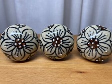 Keramik Möbelknopf 3 Stück dekorativer Griff 4 cm Vintage-Look Kommodenknopf