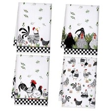 4 Pcs Kitchen Towels Easter Chicken Farm Dish Towels Farmhouse Vintage