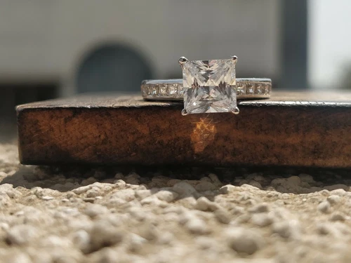 2CT Princess Cut Lab Created Diamond Engagement Ring 14K White Gold Plated