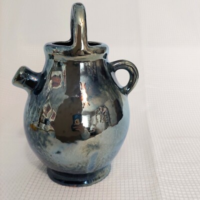 Rambervillers Jug Sandstone Iridescent Pottery Blue France Stoneware