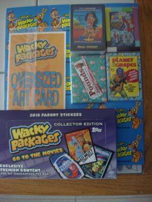 2018 WACKY PACKAGES GO TO THE GOTO MOVIES MINI MASTER SET 150 CARDS 1 TOPPER BOX