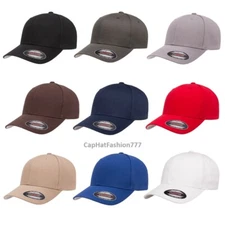 Flexfit Cotton Twill Fitted Cap 6 Panel S/M Or L/XL New Blank Caps