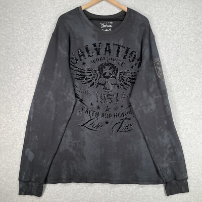 Archair by Afflication Shirt 3XL Black Waffle Knit Long Sleve Salvation Pullover