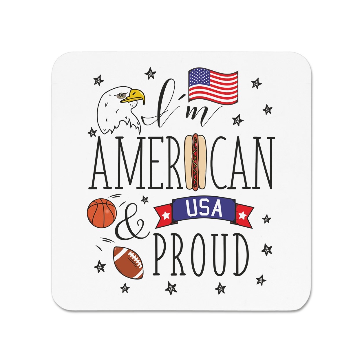 I'm American And Proud Fridge Magnet - USA Flag America Stars and Stripes