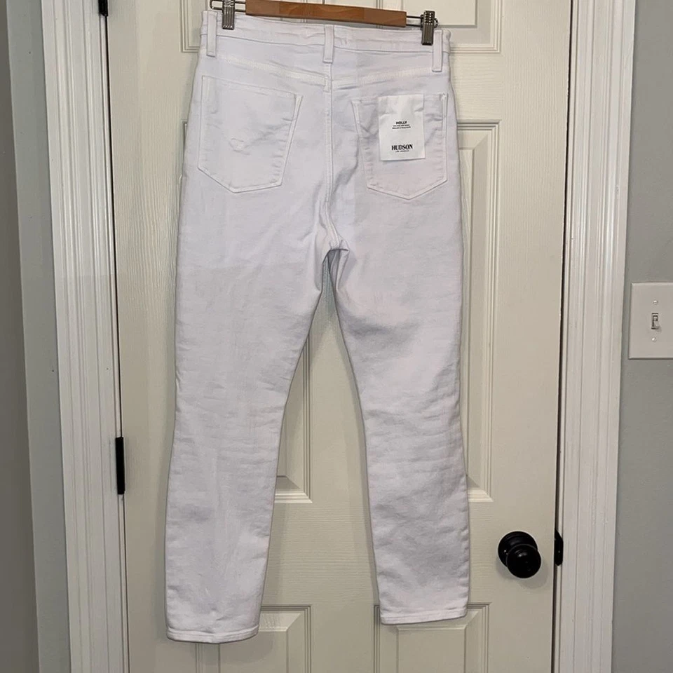 Pantalones de mezclilla Hudson Holly blancos tiro alto ajustados desgastados talla 29 playa primavera nuevos con etiquetas Foto 4 de 4
