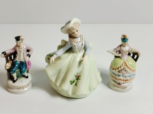 3 X Porcelain Vintage People Figurines - Zdjęcie 1 z 6