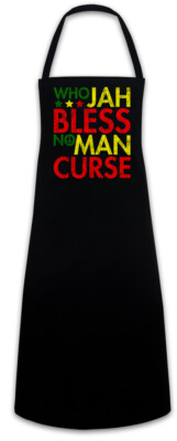 Who Jah Bless No Man Curse Grillschürze Kochschürze Rasta Rastafari Ska Reggae