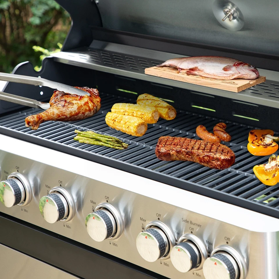 Parrilla de gas propano 7 quemadores de acero inoxidable parrilla de cocina barbacoa exterior 65800 BTU Foto 4 de 4