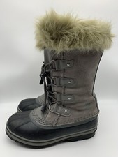 Sorel Youth US 4 Joan of Arctic Quarry Gray Suede Winter Snow Faux Fur Boots