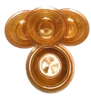 Vtg Jeanette Anniversary Bowl Marigold Carnival Glass Iridescent 7.25" Lot 4